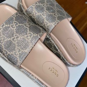 Women's GG lamé slide sandal